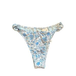 Hollister High Leg Cheeky Bikini Bottom Sz M Blue Floral Lined NWT